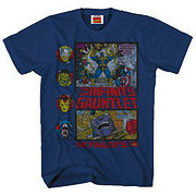 Marvel Heroes Fight Thanos Heather Navy Blue T-Shirt